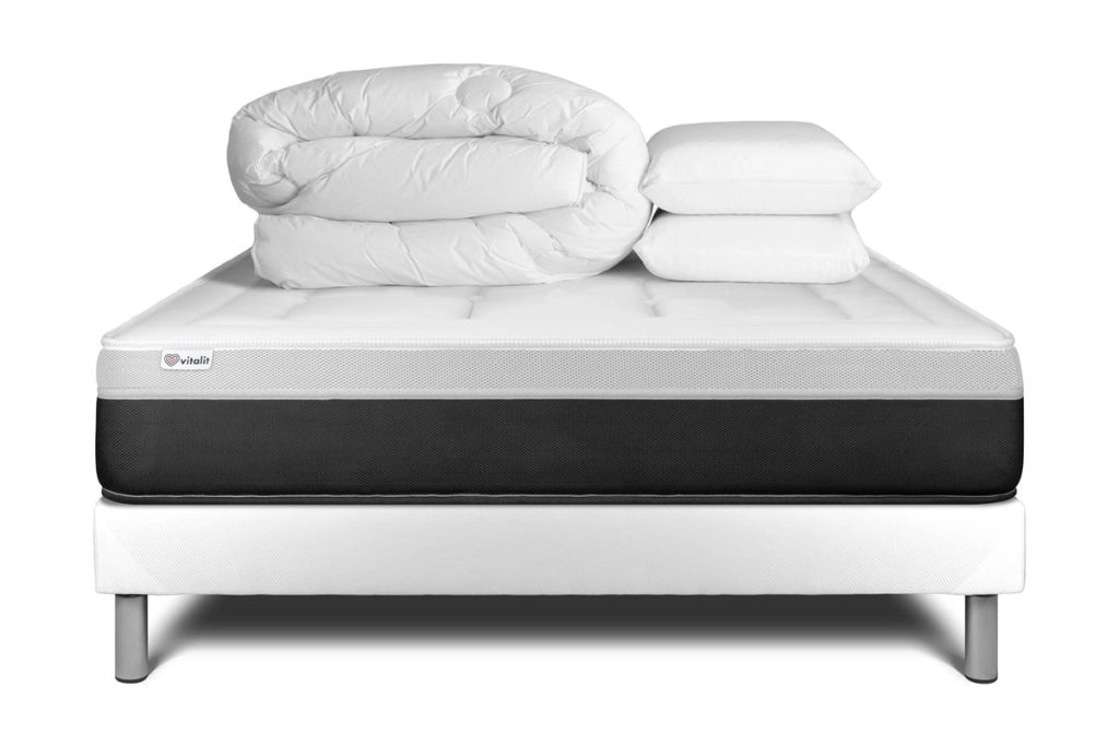 Pacchetto letto completo - Materasso 160x200cm + Box spring con doghe (kit) + 2 cuscini + Piumino - Vital Form