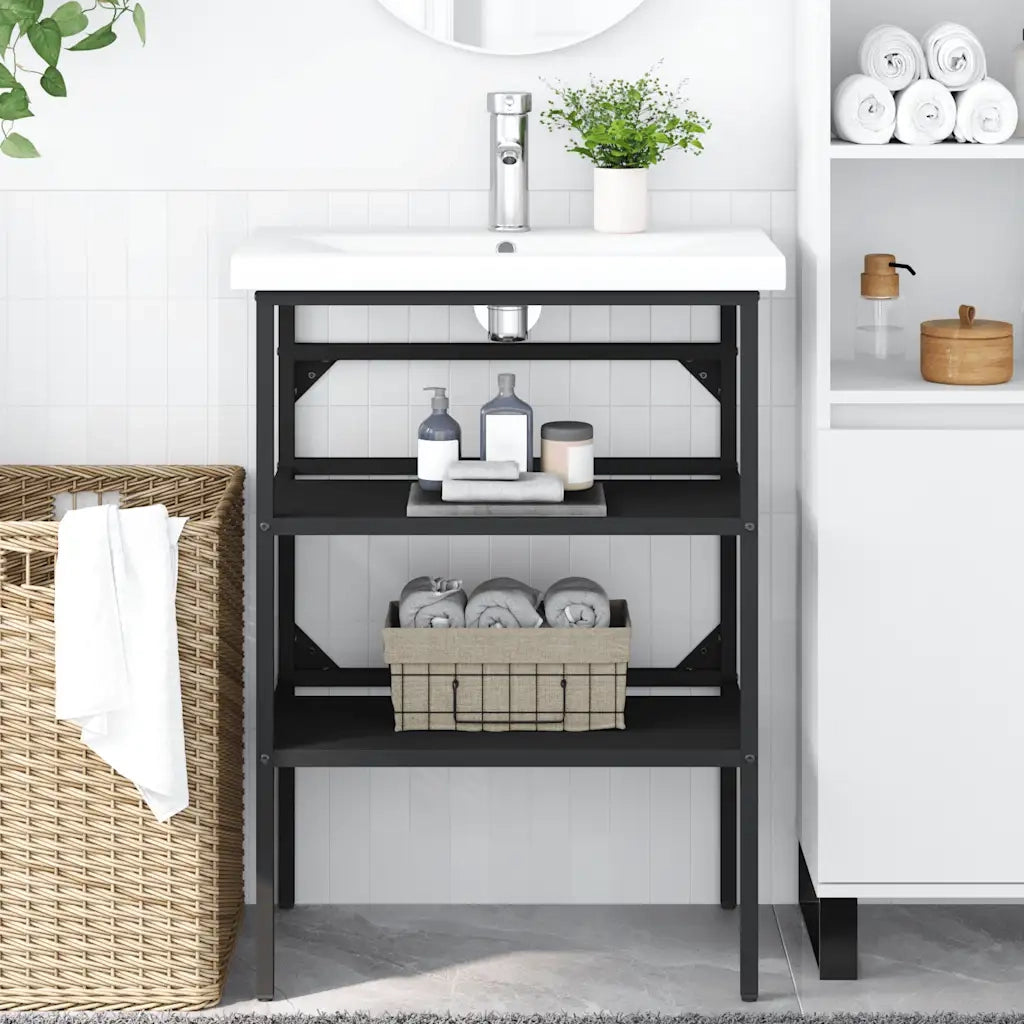 Struttura per Lavabo da Bagno Nera 59x38x83 cm in Ferro CFW7696475