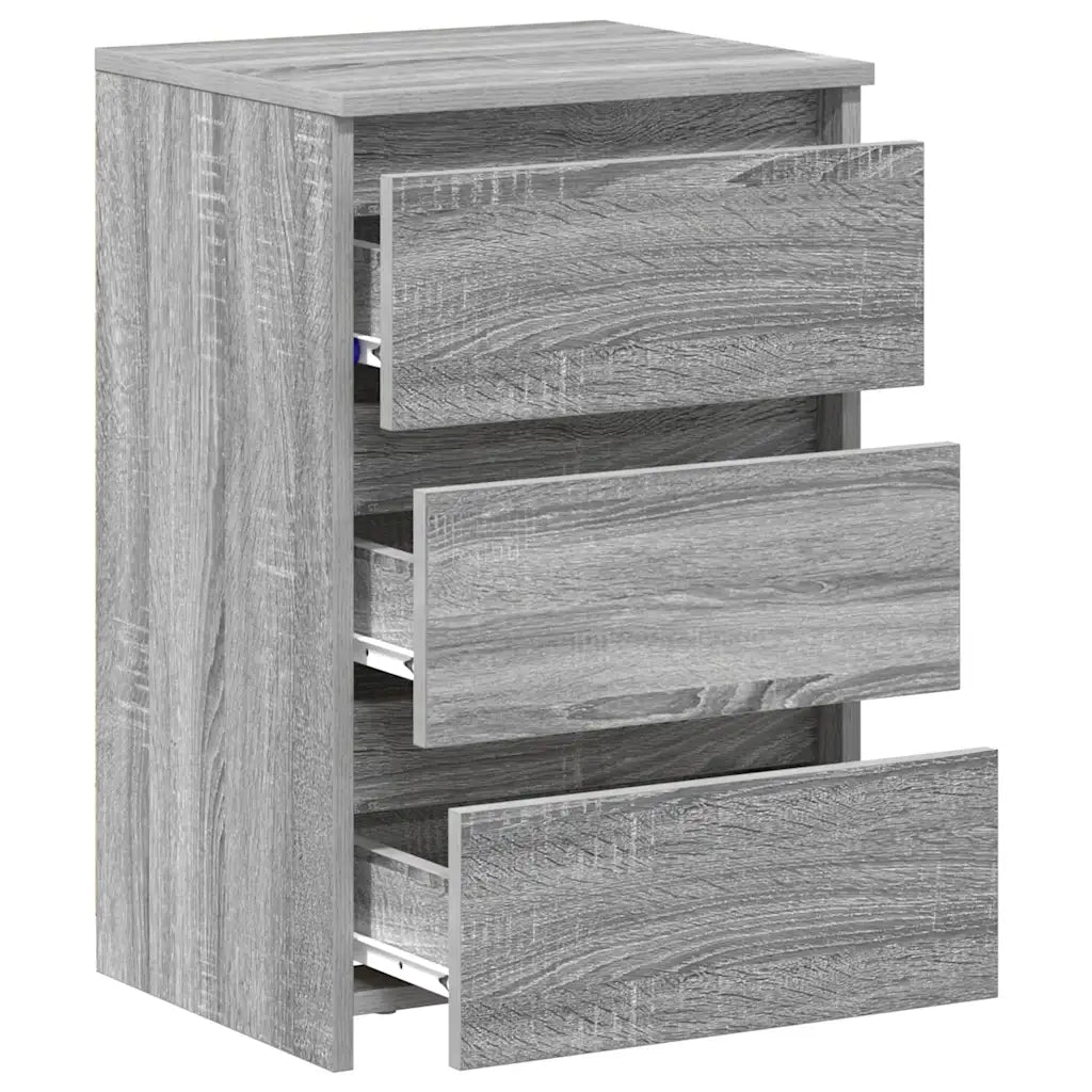 Set di 2 Comodini | Armadio da Notte | Mobiletto da notte Grigio Sonoma 40x35x62,5 cm in Legno Multistrato