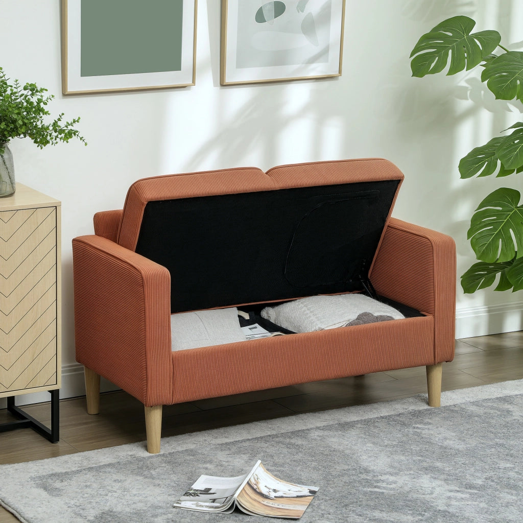 DIVANO 2 posti con vano contenitore 117x63x79 cm Poliestere Arancione