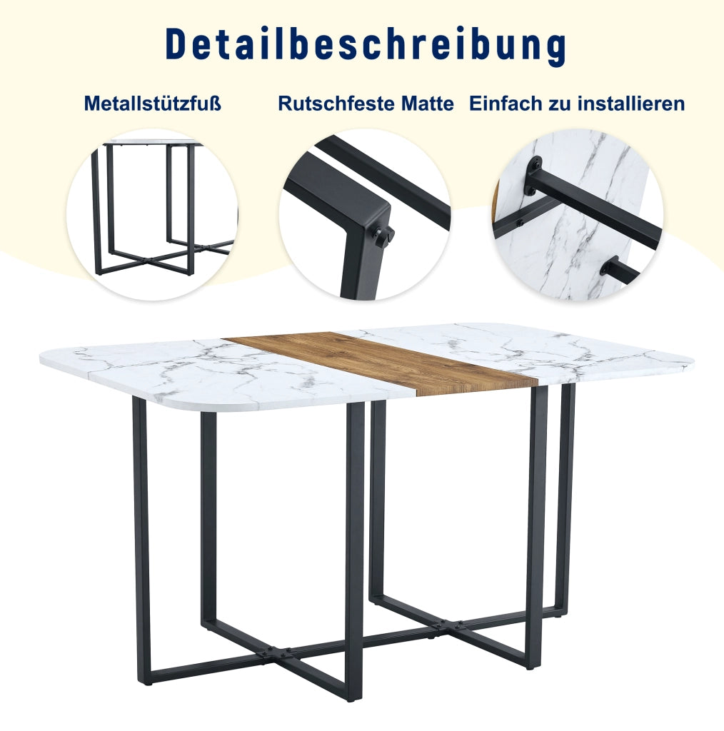 Set da pranzo con tavolo estensibile e sedie; MDF e metallo nero