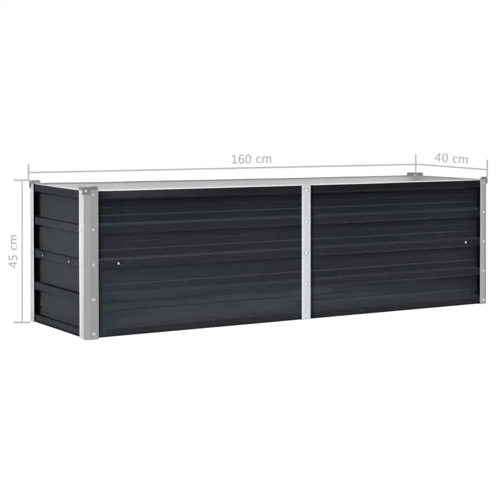Fioriere | Cassetta per fiori | Letto Rialzato Giardino Antracite 160x40x45 cm Acciaio Zincato
