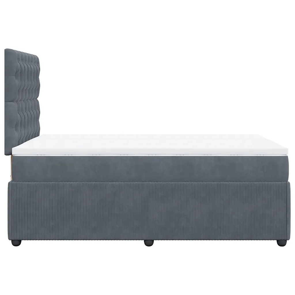 Giroletto a Molle con Materasso Grigio Scuro 120x200 cm Velluto