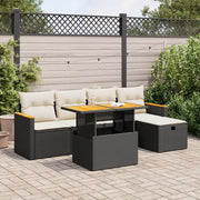 Set Divano da Giardino 6 pz con Cuscini Nero in Polyrattan 3328106