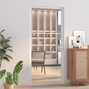 Porta Interna 93x201,5 cm Bianca in Vetro ESG e Alluminio 350570