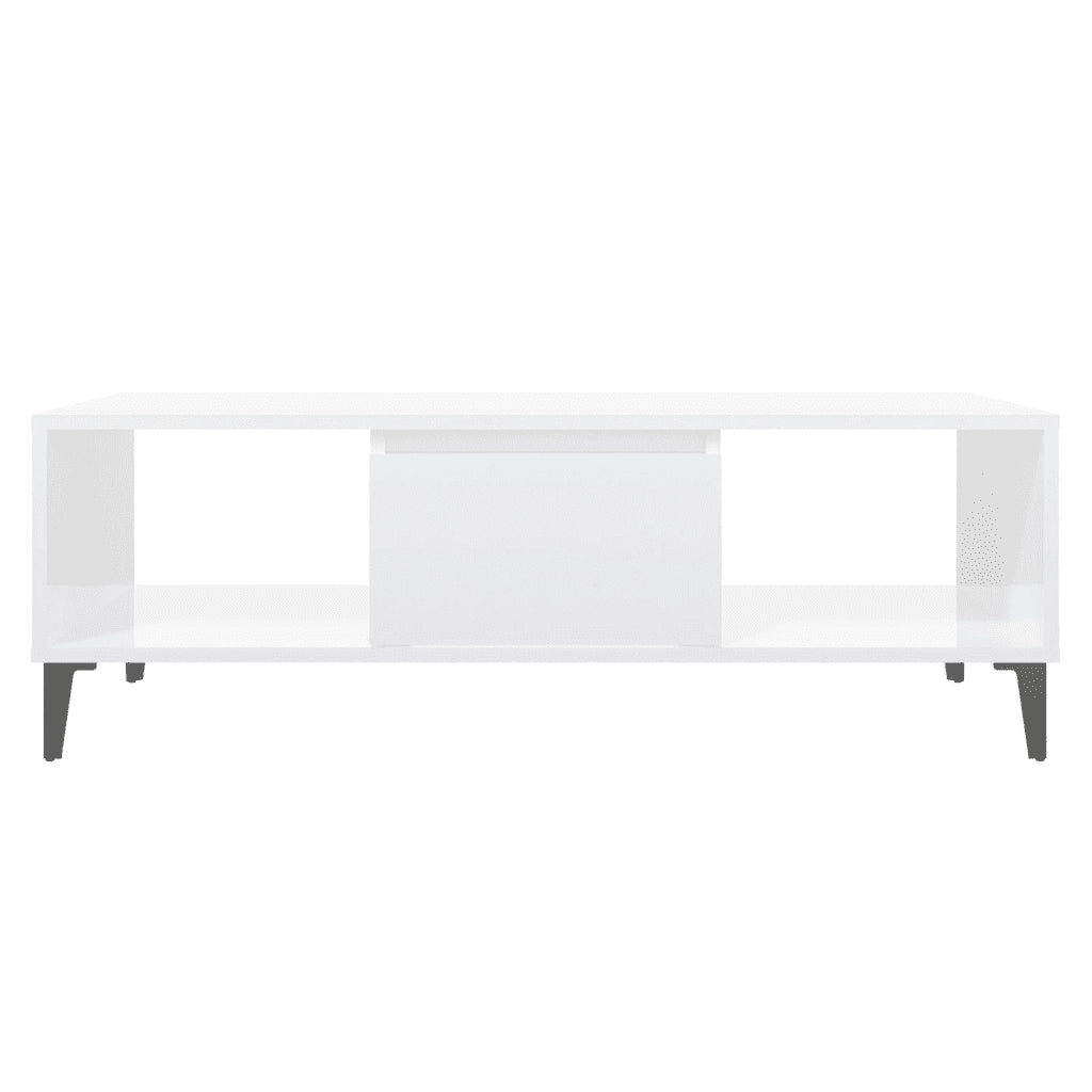 Tavolino da Salotto Bianco Lucido 103,5x60x35 cm in Truciolato cod mxl 19264