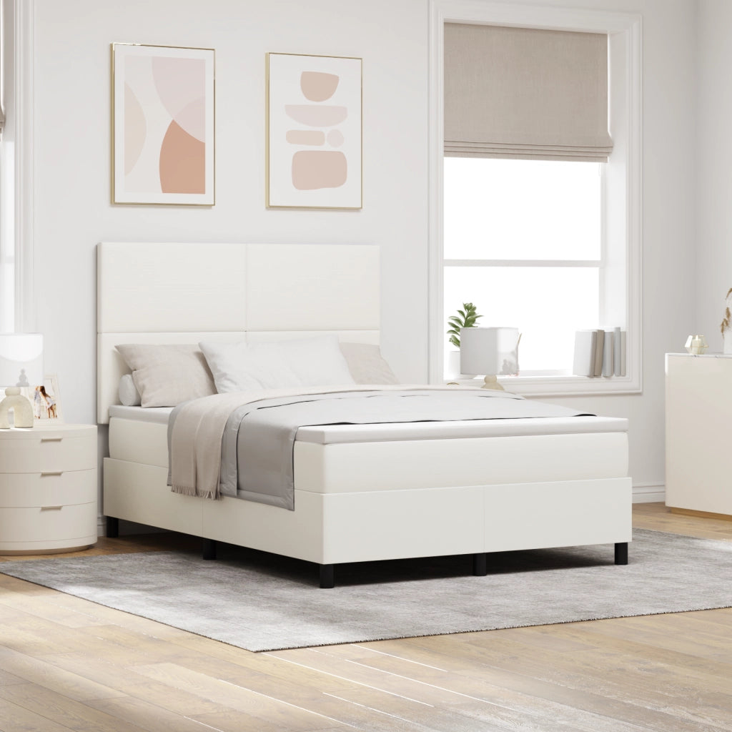 Letto con Rete a Molle Materasso Crema 140x200 cm Tessuto in Velluto