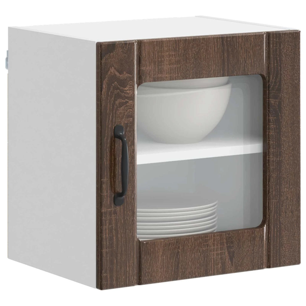 Mobile in vetro da parete LUCCA 2 pcs Rovere Marrone