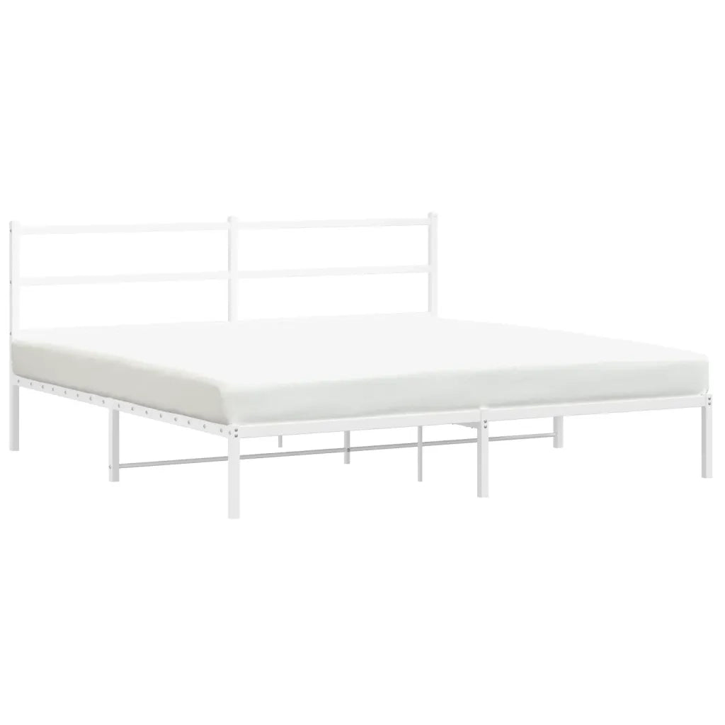 Letto matrimoniale | Letto per adulti | Giroletto con Testiera Metallo Bianco 180x200 cm