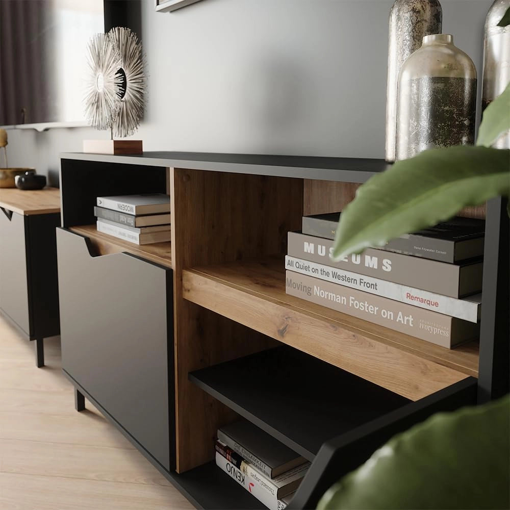 Credenza Marelle, Antracite/Artisan, 140 x 81.3 cm con 2 porte