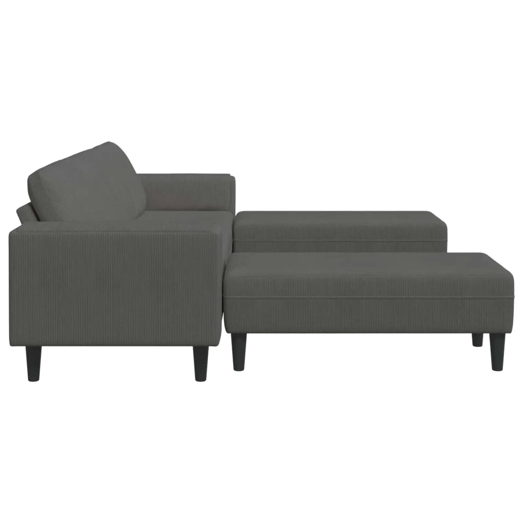 Divano Grigio scuro 250 x 188 x 76 cm Tessuto in Cords 3335132