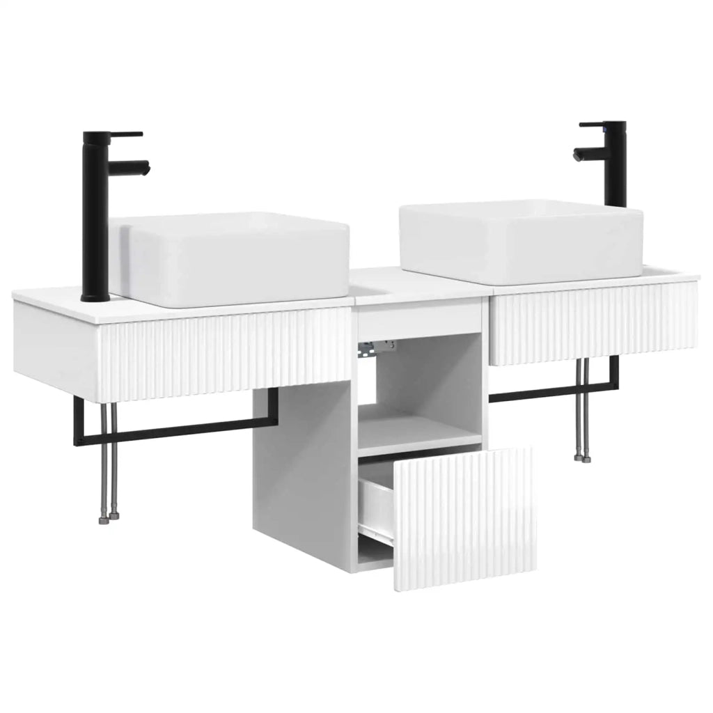 Set di mobili per il bagno 3 pz Bianco Lucido 3405601