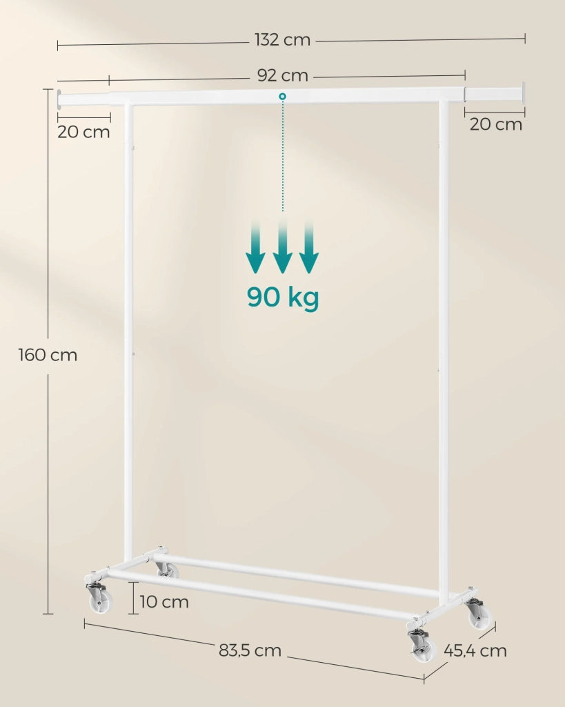 Appendiabiti su ruote 45,4 x (92-132) x 160 cm bianco 12_0007013