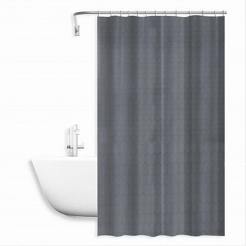 Trade Shop - Tenda Doccia Vasca Bagno Effetto 3d A Nido D'ape Grigio 180x200cm 12 Ganci 87605 -