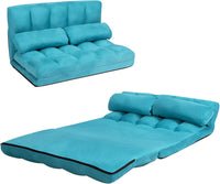 Divano Letto da Terra con 2 Cuscini, Divano Letto Pieghevole con Schienale Regolabile a 6 Livelli, Ideale per Camera da Letto e Soggiorno (Blu)