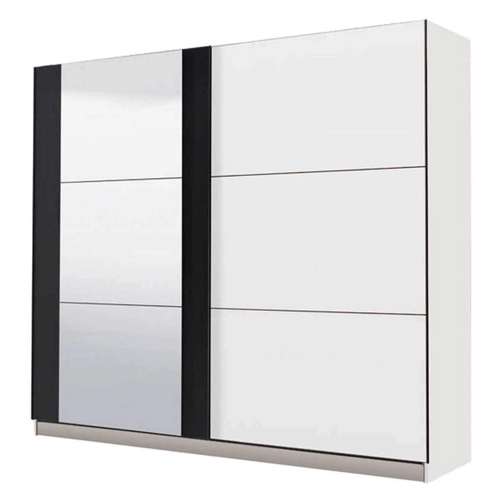 Armadio Camera da Letto Prela, Guardaroba Grande Appendiabiti, 217x210h cm Bianco