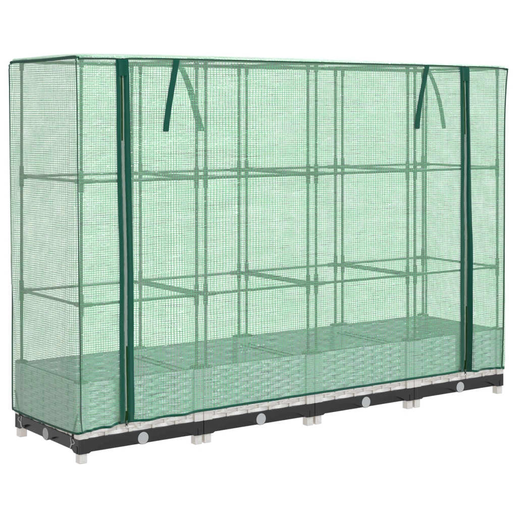 Aiuola rialzata/fioriera con copertura effetto rattan 160 x 40 x 123 cm bianco 02_0038750