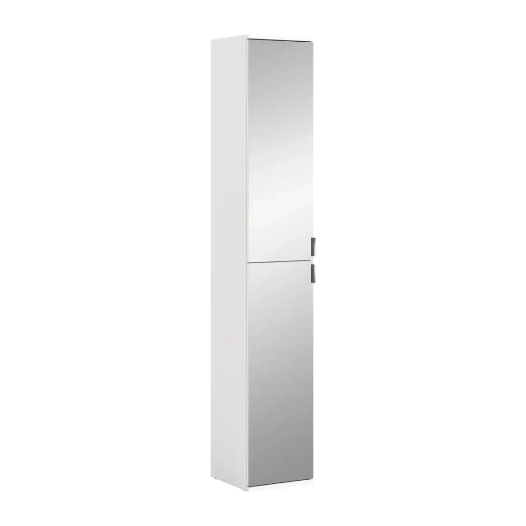 Armadio da ripostiglio BODITE – 2 porte con specchi – Bianco laccato – Eleganza e funzionalità