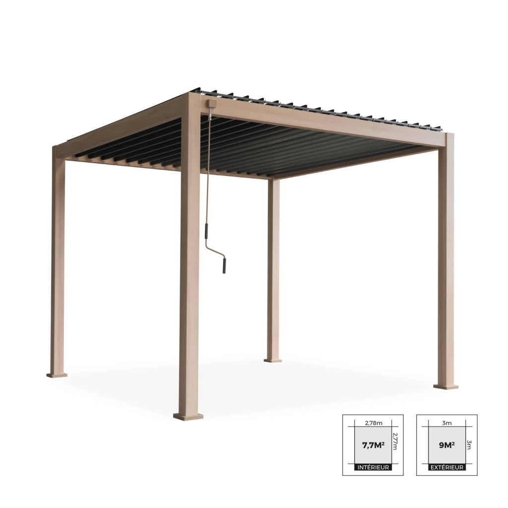 Pergola bioclimatica 3x3m in alluminio con lamelle orientabili,