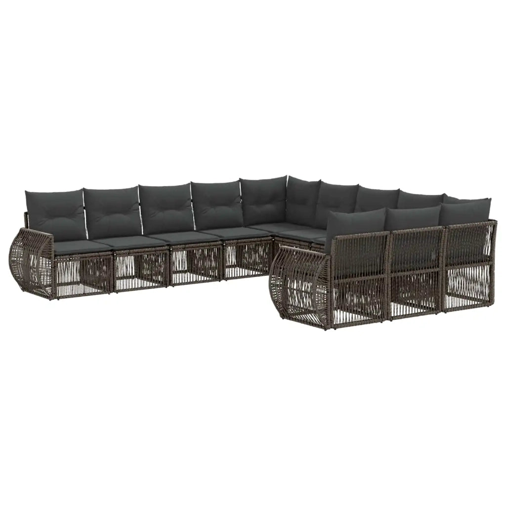 Set Divano da Giardino 11 pcs Grigio e Grigio Scuro polyrattan 3435557