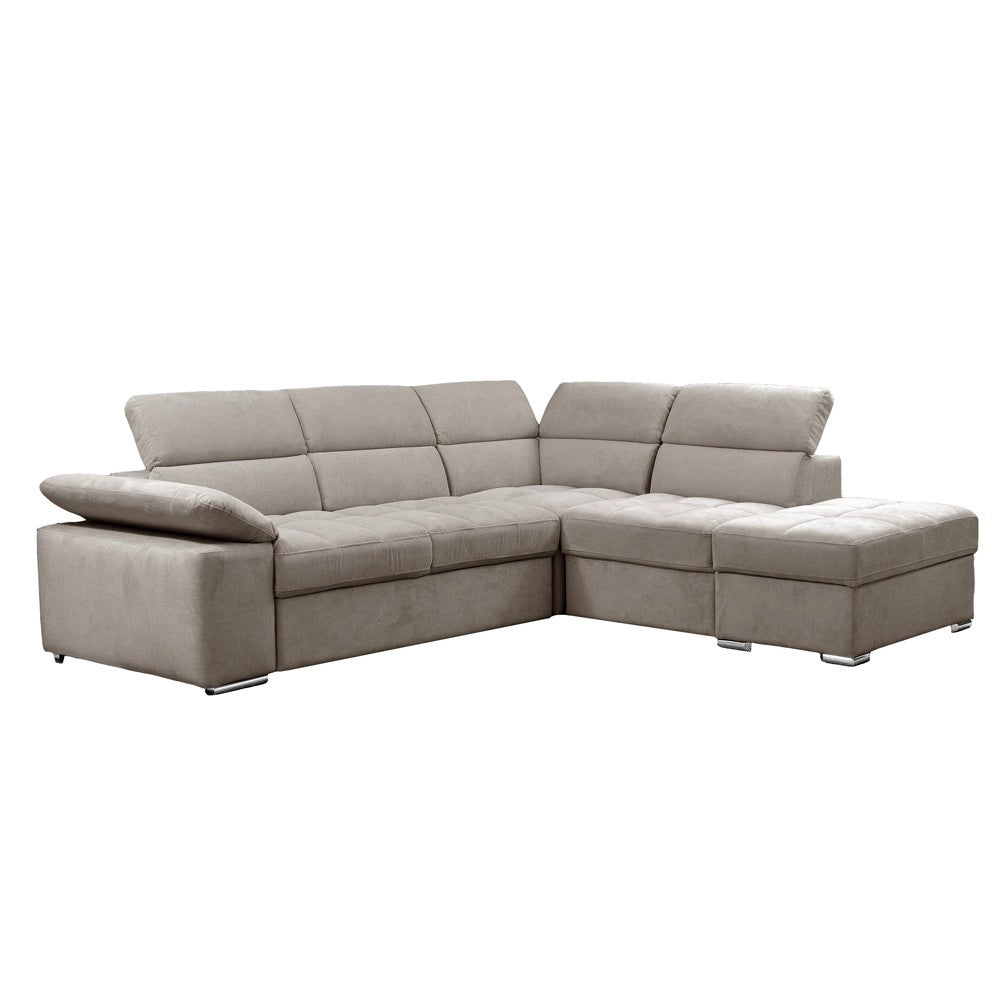 Divano Letto Angolare Capri Reversibile con Pouf Contenitore – Tortora