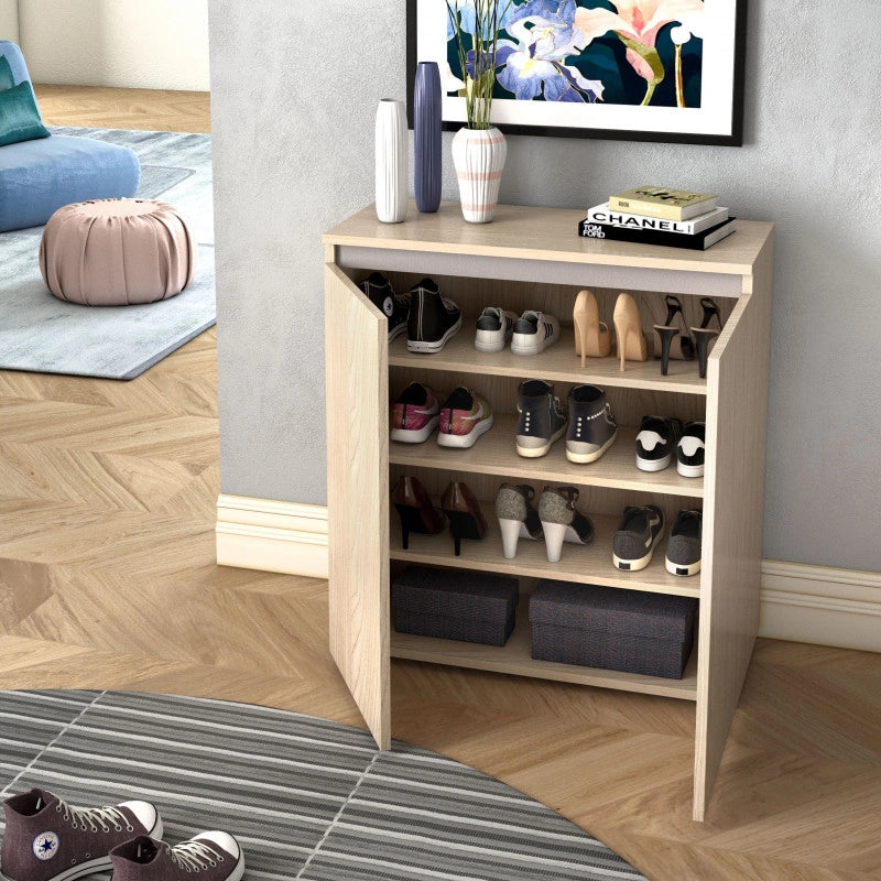Mobile multiuso 2 ante con maniglia a gola e 3 ripiani regolabili olmo 80x37x102 cm - Terraneo