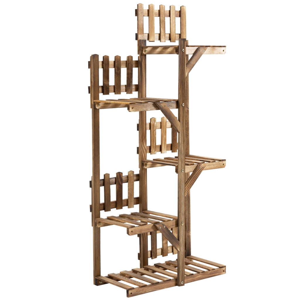 Scaffale Portavasi Legno 5 Ripiani ¨C Xylo ¨C 60x30x130cm Legno Abete Carbonizzato