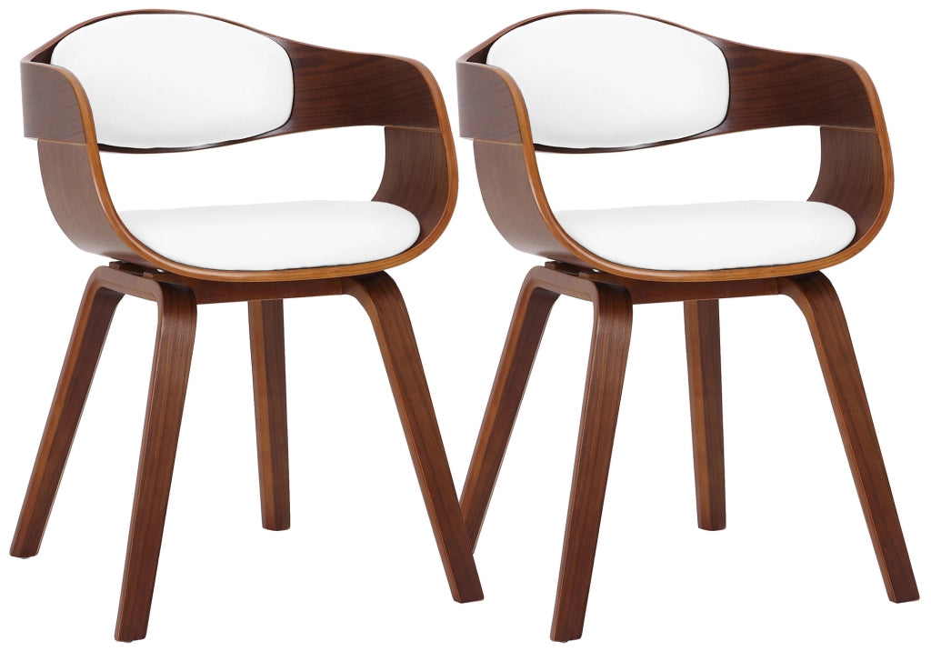 Set di 2 sedie Kingston in finta pelle Noce/bianco