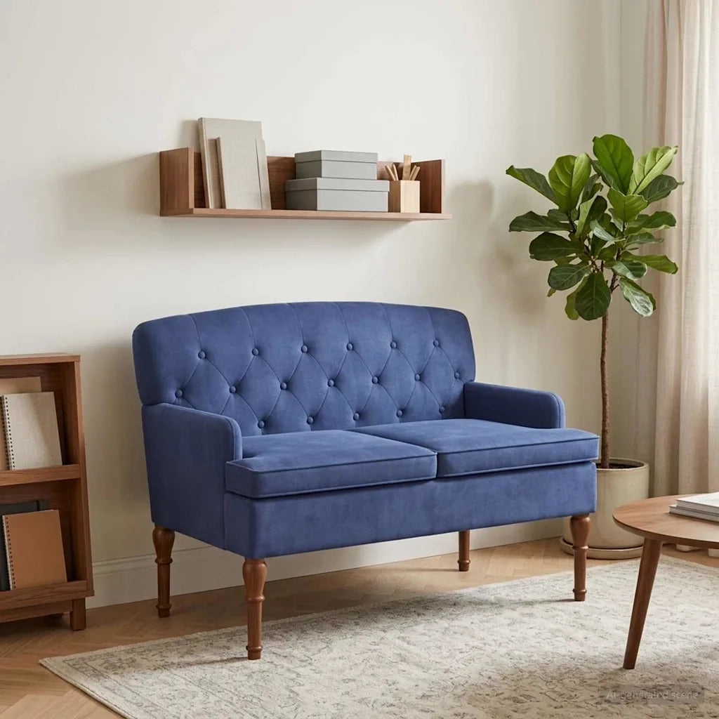 Loveseat con bottoni imbottiti Blu Polizia 111 x 65 x 79 cm 42041855
