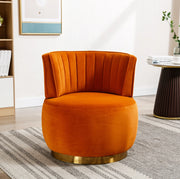 Sedia girevole moderna 360° in velluto arancione; 62;5 x 62 x 69;5 cm