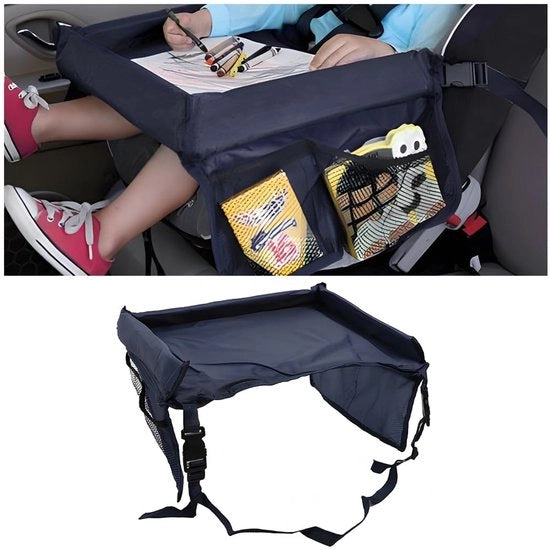 Autostoel Multifunzionale con Tavolo e Ripostiglio - Dimensioni 42 x 33 x 20 cm - Materiale Polyester Vezzato - Adatto ai Bambini - Portatile