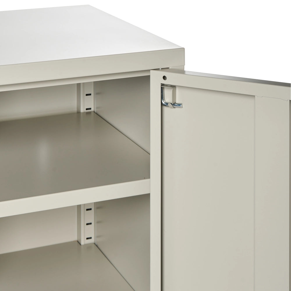 Armadio a 2 ante beige in metallo per ufficio domestico in acciaio con 4 ripiani