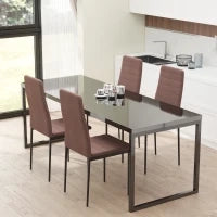 Set 4 Sedie Imbottite per Soggiorno o Sala da Pranzo, Sedie da Cucina Moderne, in Metallo e Tessuto Cachi