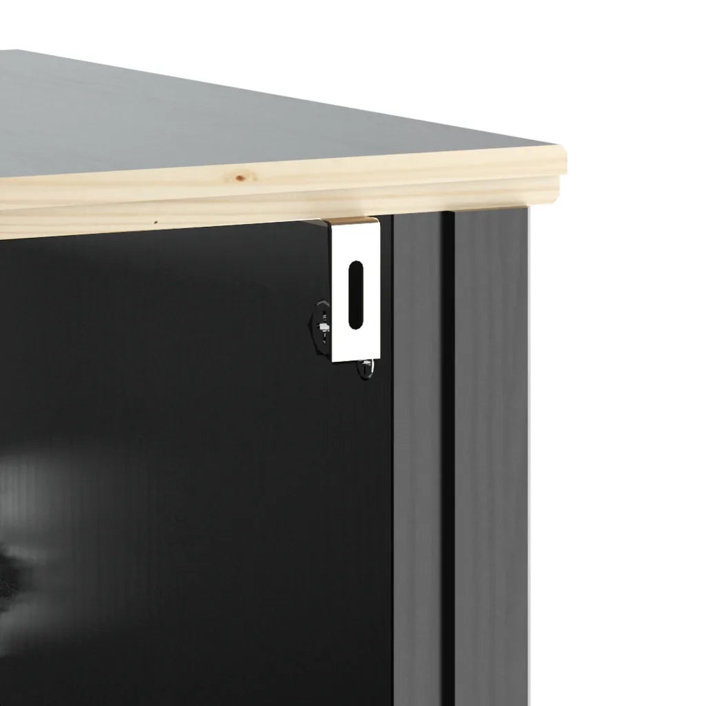 Set Mobili da Bagno 3 pz BERG Nero in Legno Massello di Pino