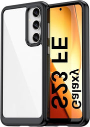 Protezione Premium per Samsung Galaxy S23 FE | Anti-ristoro, resistente agli urti, resistente alle abrasioni | Retro illuminato | Nero trasparente | Protezione in movimento