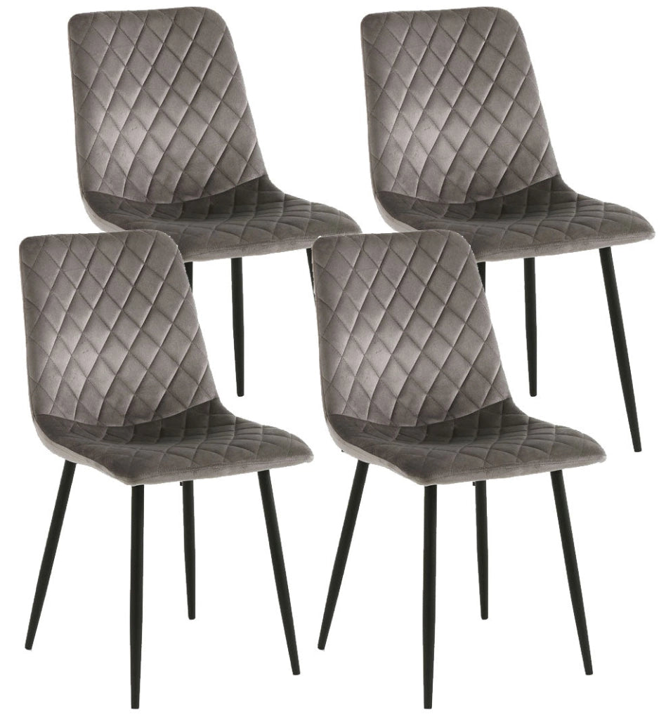 Set 4 Sedie 44x50x88 cm in Velluto Grigio