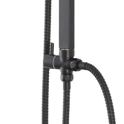 Colonna doccia regolabile H 93 in acciaio nero opaco soffione 19x19