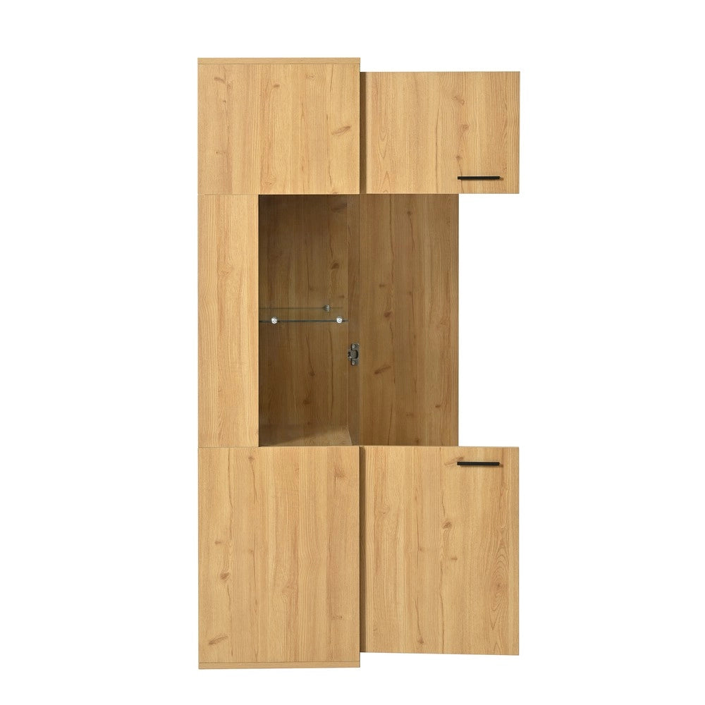 Vetrina con Illuminazione LED e Porte in Vetro ¨C MINIMAL ¨C Multiuso, Grande Capacit¨¤ di Stoccaggio