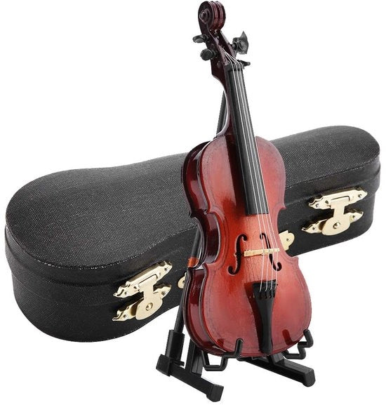 Strumento musicale in legno Miniaturo Cello 14 cm - Decorazione con scatola per cappelli - Elevata qualità artigianale - Ideale regalo - Qualità premium - Decorazione strumentale