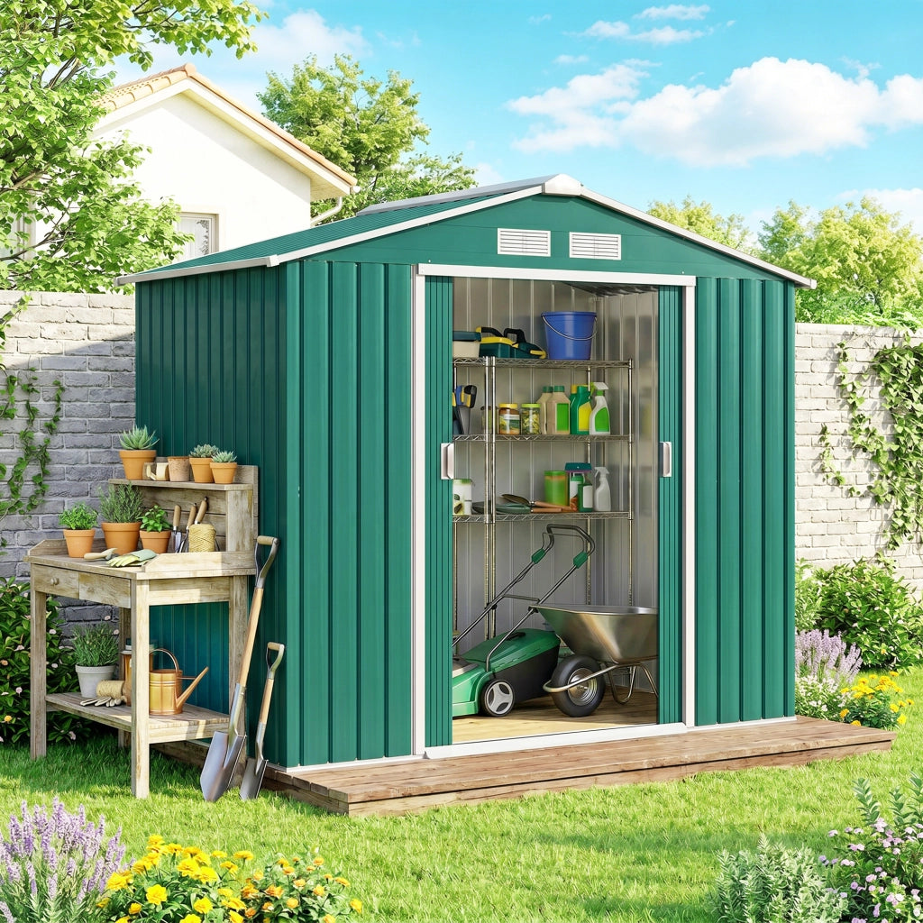 Casetta da Giardino ¨C Zephmum ¨C Verde, Lamiera, 213x130x185cm