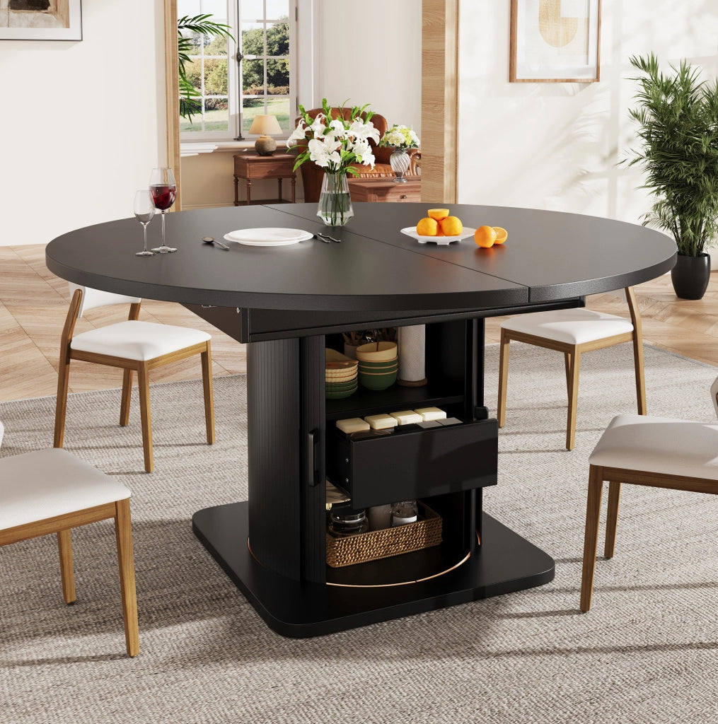 Tavolo allungabile 118-158x118x76 cm con 4 modalità; MDF nero