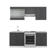 Cucina componibile Fame-Line Antracite-oro/Bianco 200 cm senza piano di lavoro Vicco