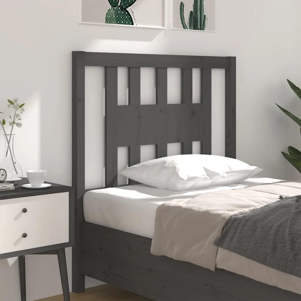 Testiera | Testata per Letto Grigia 106x4x100cm in Legno Massello di Pino
