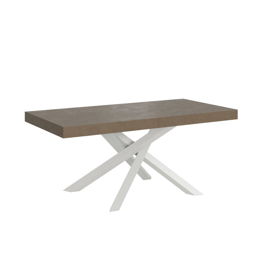 Tavolo allungabile 200/304x90 cm Volantis tortora gambe bianche