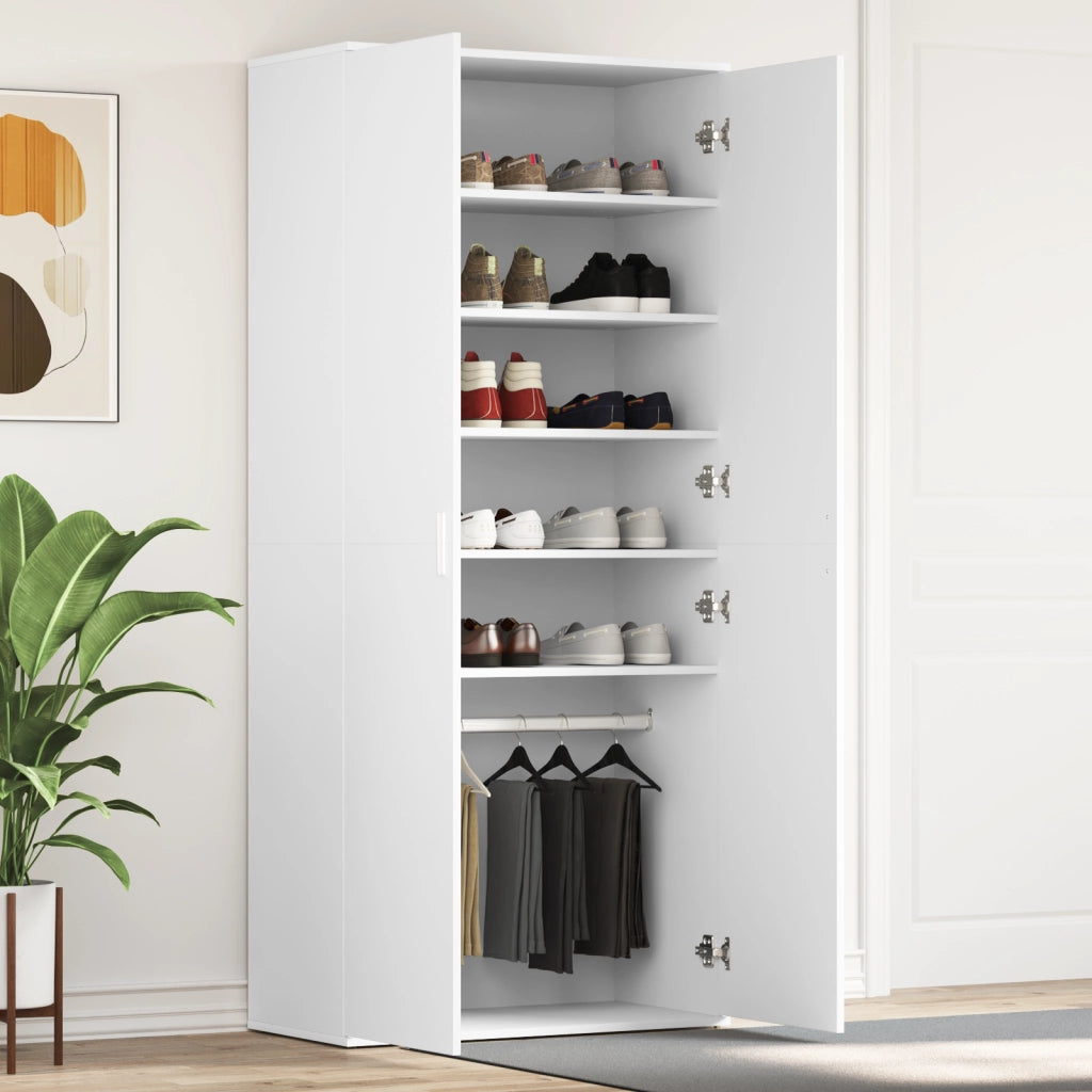 Armadio per Scarpe Bianco 80x39x180 cm Legno Ingegnerizzato