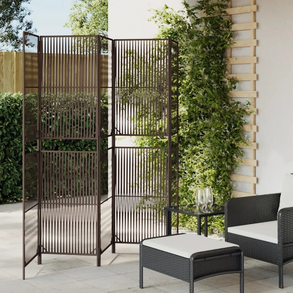 Divisorio per Ambienti | Divider per stanze | Paravento a 5 Pannelli Marrone in Polyrattan
