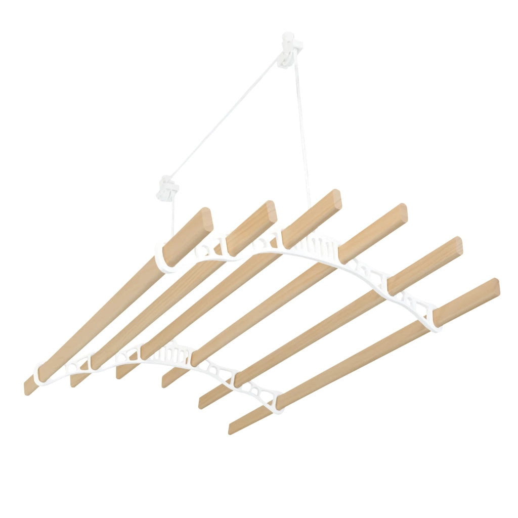 Stendibiancheria a Soffitto con Puleggia 6 Listelli 0,9m Bianco