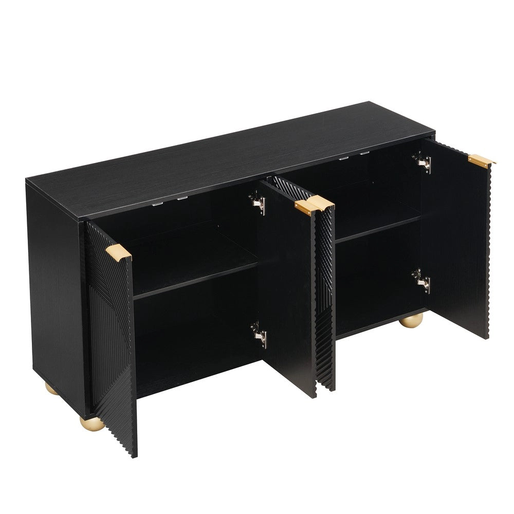 Credenza con Ante e Ripiani ¨C Xylo ¨C Legno, Metallo, Gambe Sferiche