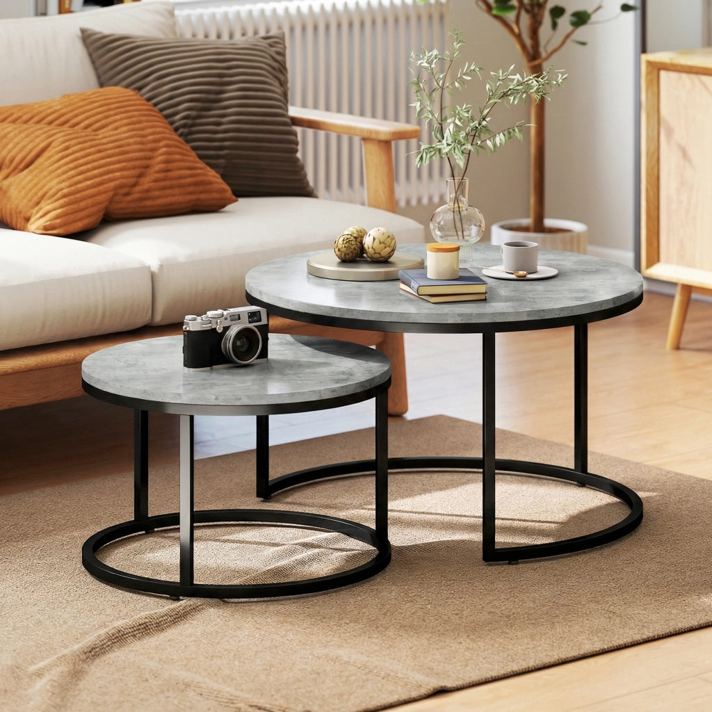 Tavolino da caff¨¨ impilabile ¨C zephmum ¨C grigio metallo