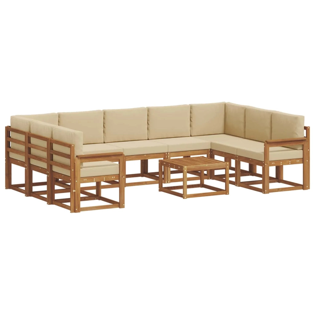 Set di divani da esterno con cuscino 10 pcs Naturale e Beige